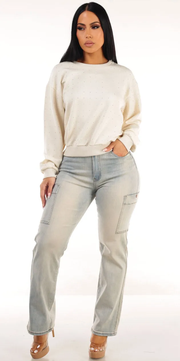 Cream Butt Lift Cargo Look sold by Moda