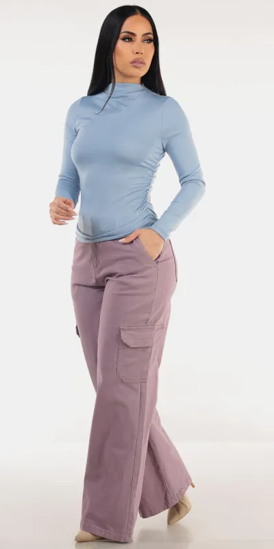 Blue Wide Cargo Denim Set sold by Moda