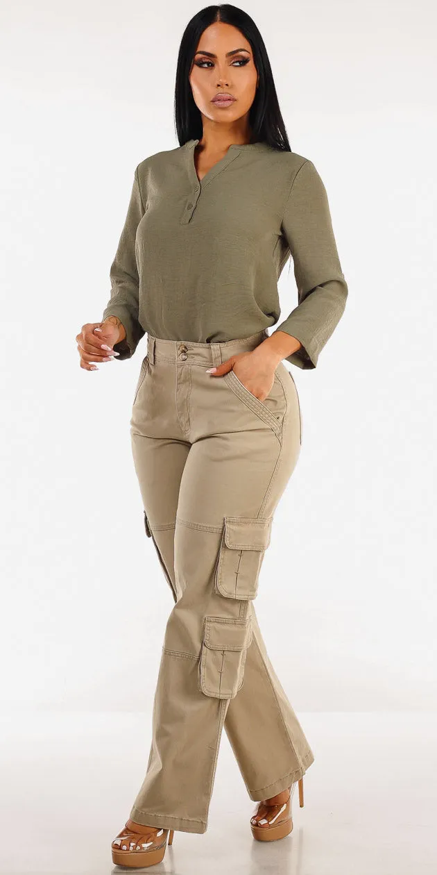 Olive Cargo Jeans Outfit sold by Moda