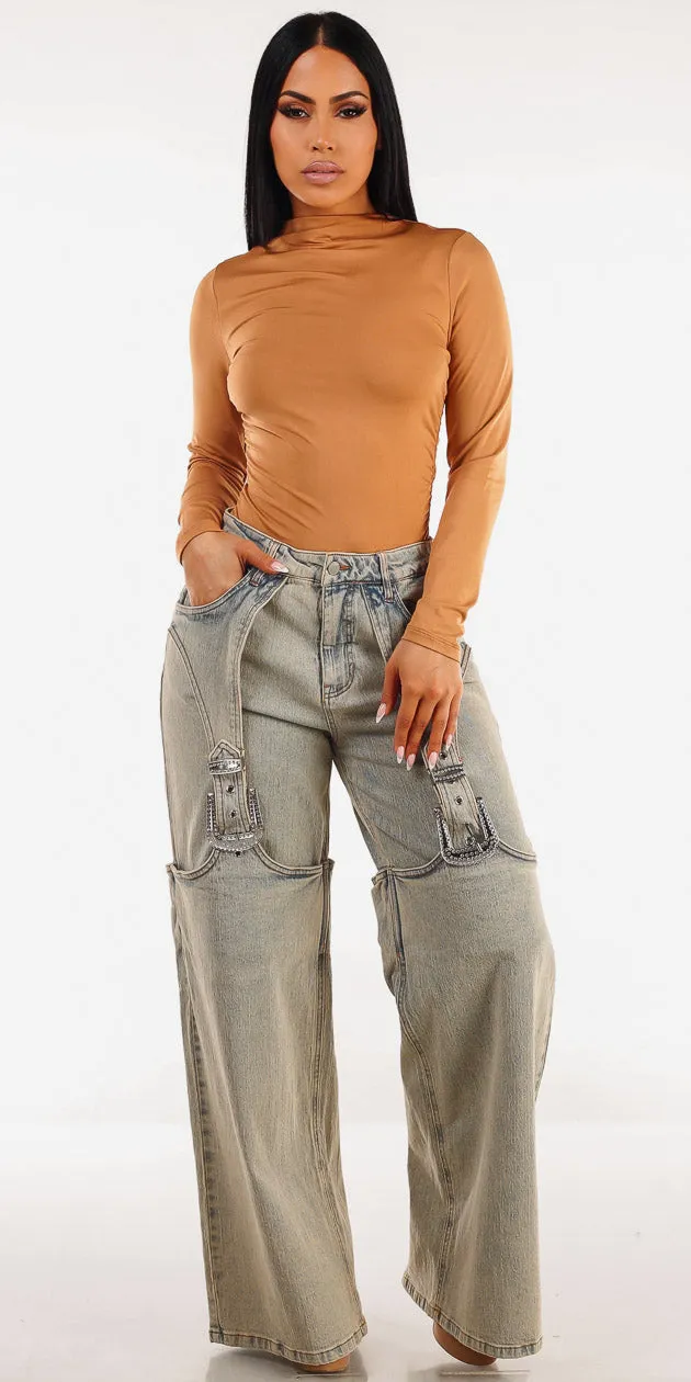 Taupe Cotton Denim Outfit sold by Moda