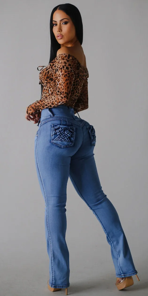 Leopard Butt Lift Denim Combo sold by Moda product image thumbnail 2