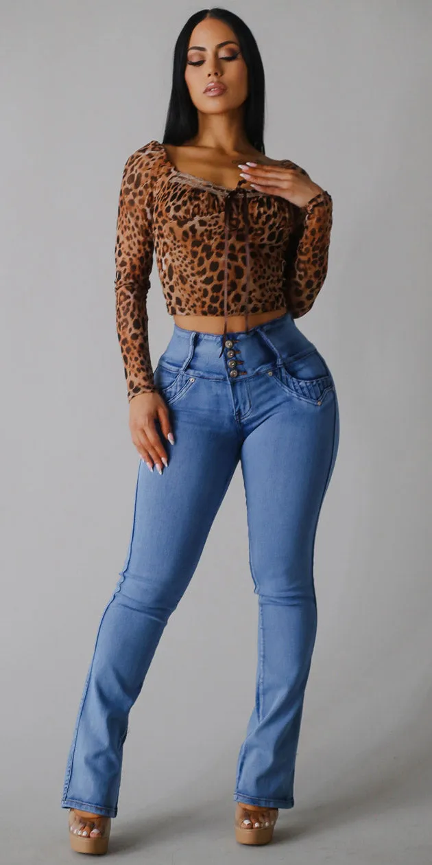 Leopard Butt Lift Denim Combo sold by Moda product image thumbnail 4