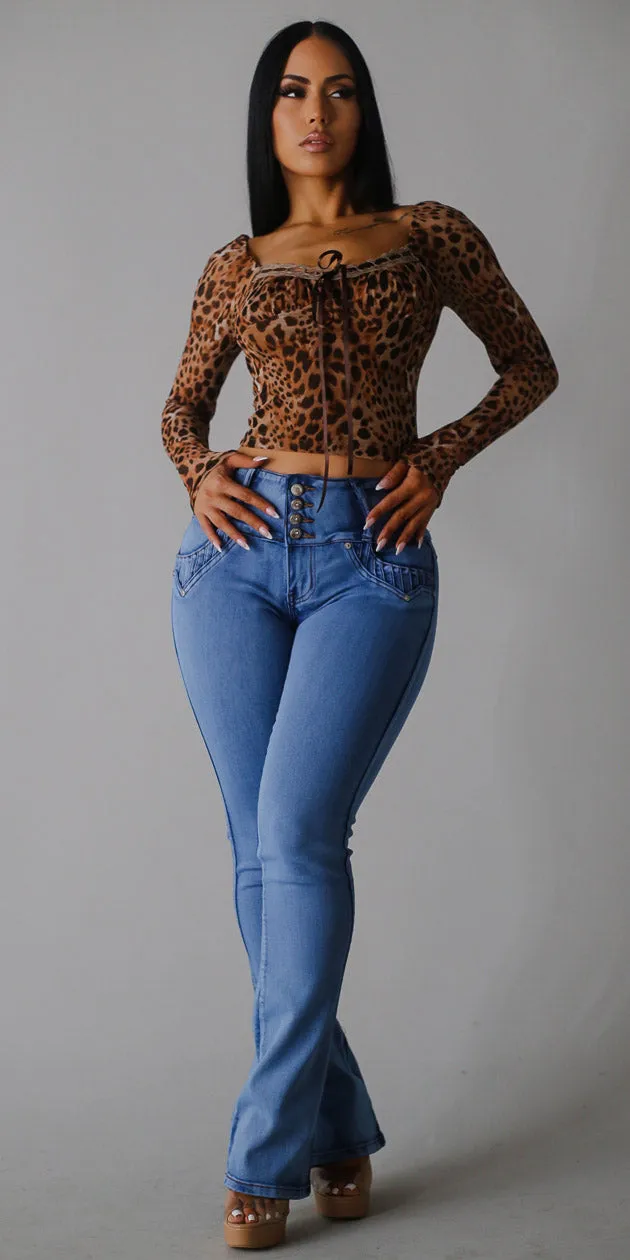 Leopard Butt Lift Denim Combo sold by Moda product image thumbnail 3
