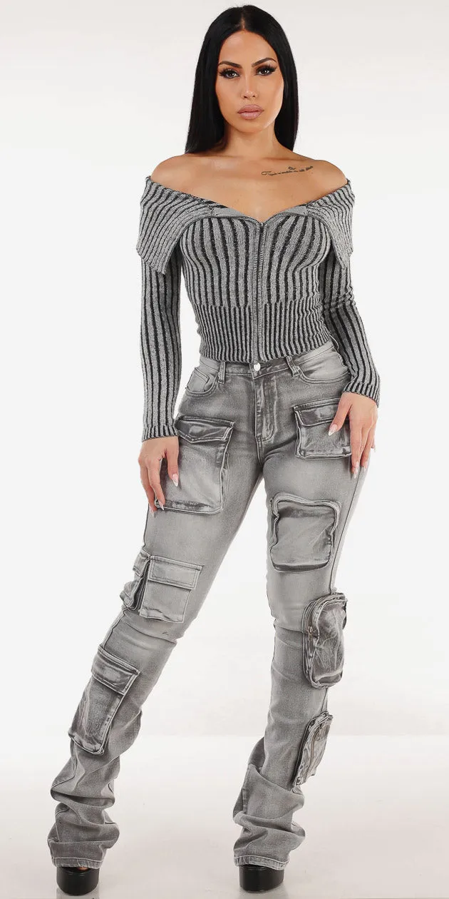 Stripe Cargo Denim Combo sold by Moda