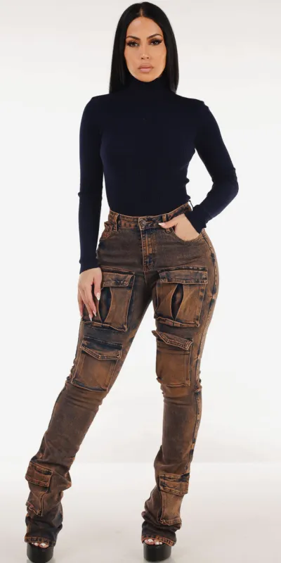 Navy Cargo Denim Combo sold by Moda