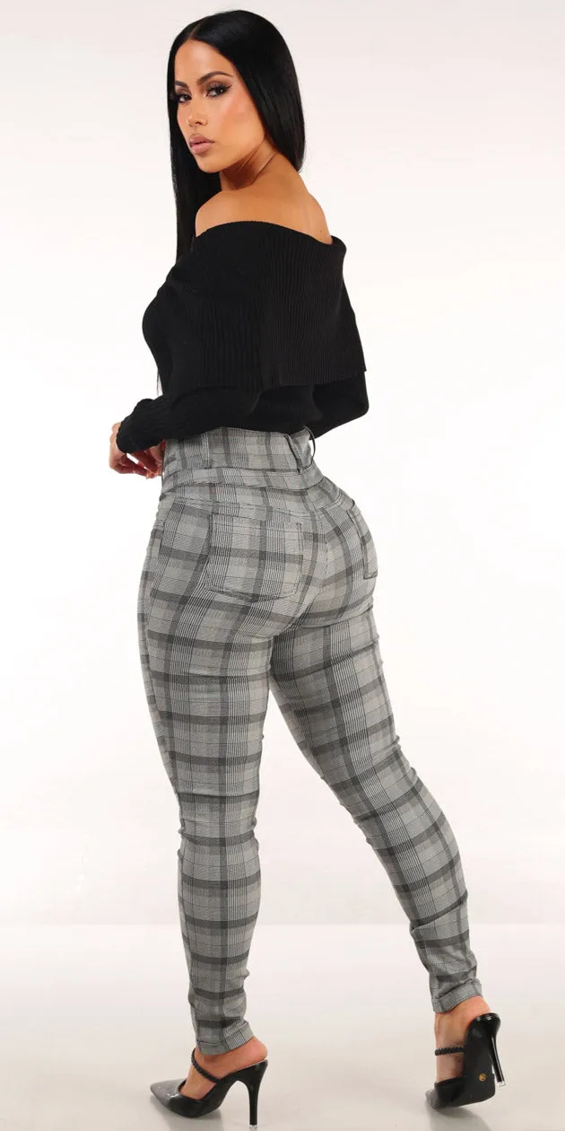 Off Shoulder Plaid Pants Look sold by Moda product image thumbnail 2
