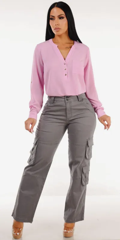 Pink Butt Lift Cargo Denim Set sold by Moda