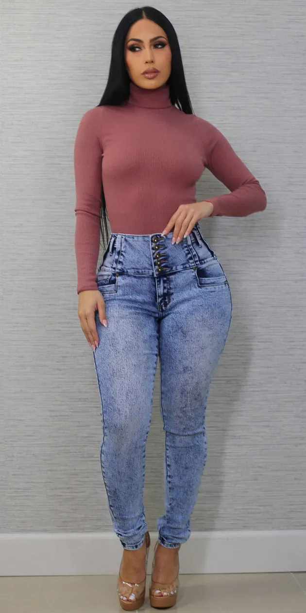 Mauve Butt Lift Denim Set sold by Moda
