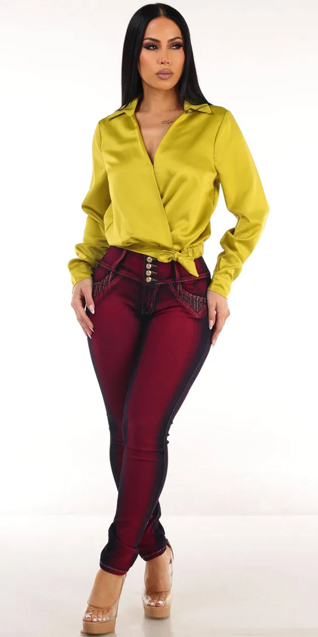 Satin Butt Lift Denim Combo sold by Moda