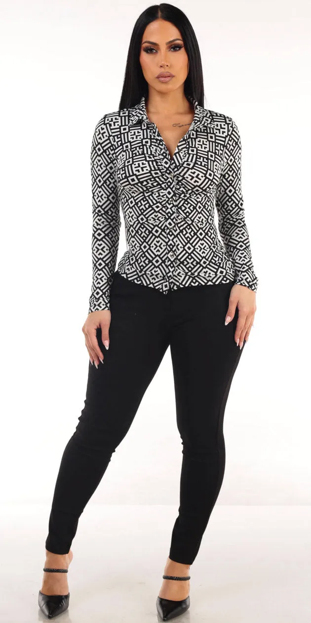 Printed Black Pants Outfit sold by Moda