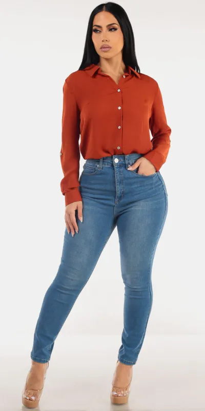 Rust Stretch Denim Combo sold by Moda