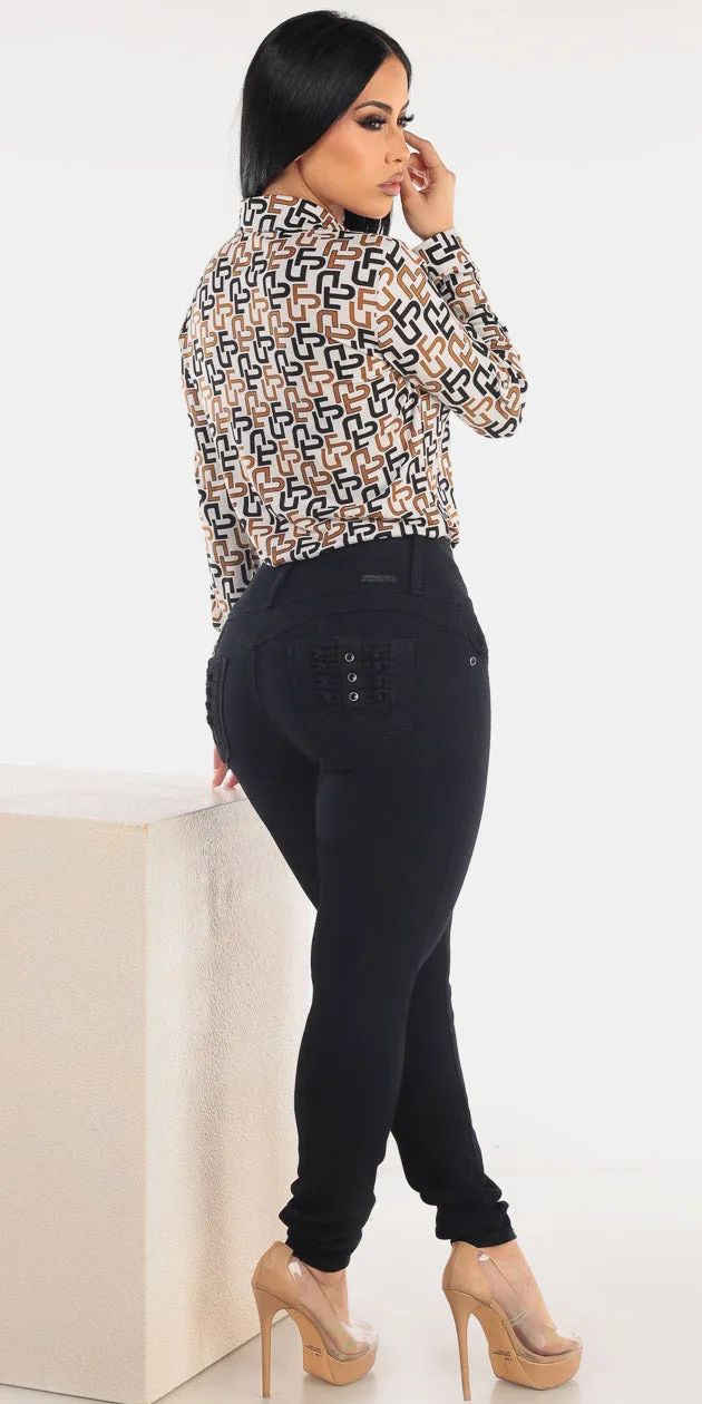 Printed Butt Lift Denim Set sold by Moda product image thumbnail 2