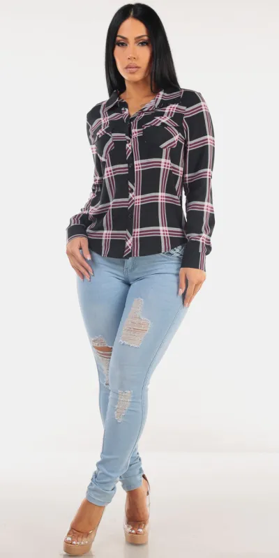Plaid Butt Lift Denim Look sold by Moda