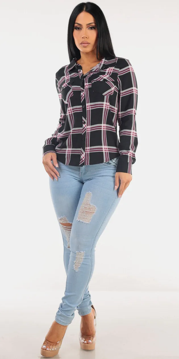 Plaid Butt Lift Denim Look sold by Moda