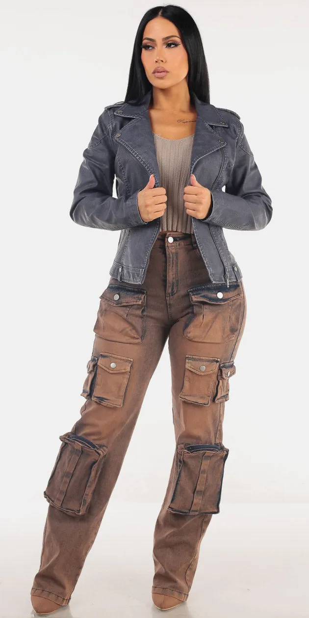 Pleather Cargo Denim Trio sold by Moda