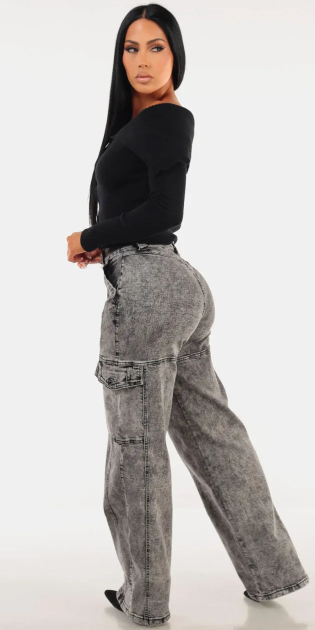 Off Shoulder Cargo Denim Combo sold by Moda product image thumbnail 3