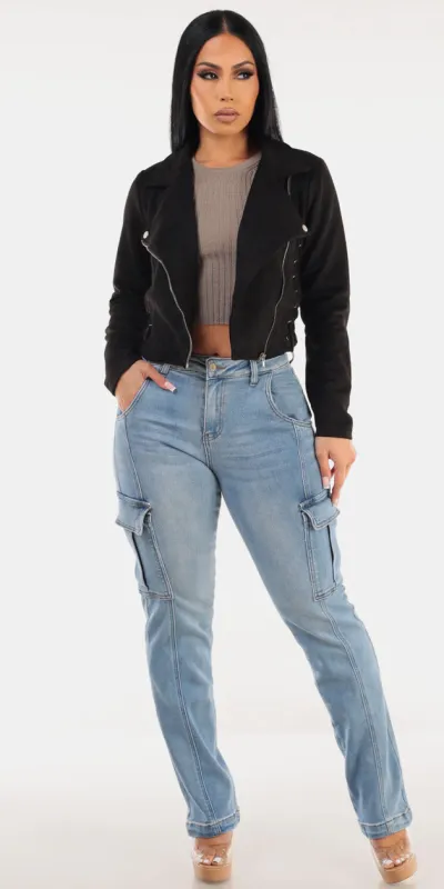 Suede Moto Denim Trio sold by Moda