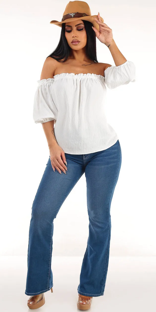 White Bootcut Jeans Outfit sold by Moda