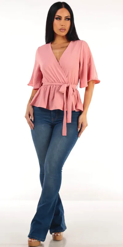 Mauve Bootcut Denim Look sold by Moda