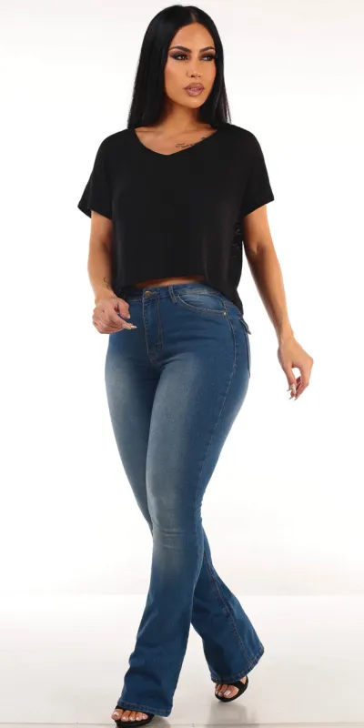 Knit Bootcut Denim Combo sold by Moda