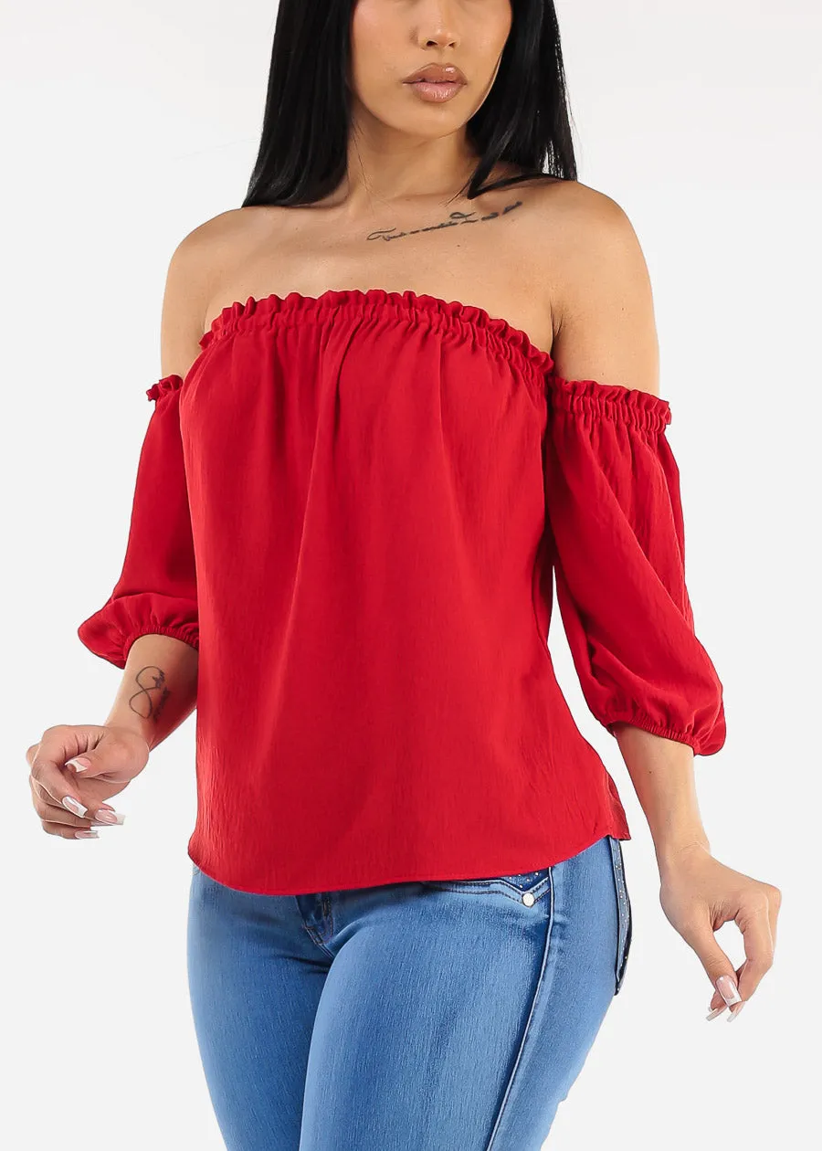 Red Off Shoulder Blouse sold by Moda product image thumbnail 4