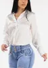 White Long Sleeve Button Down Satin Blouse sold by Moda
