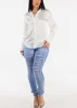 White Long Sleeve Button Down Satin Blouse sold by Moda