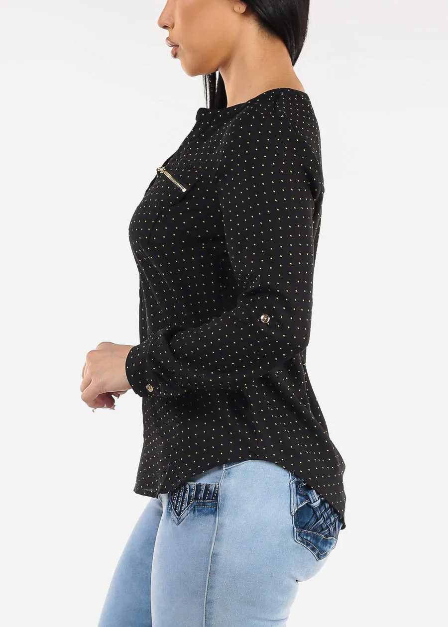Long Sleeve Polka Dot Chiffon Blouse Black sold by Moda product image thumbnail 3