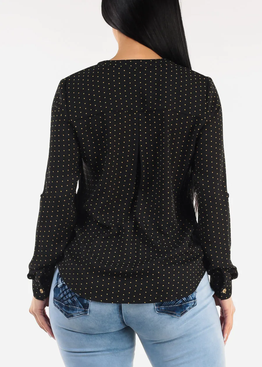 Long Sleeve Polka Dot Chiffon Blouse Black sold by Moda product image thumbnail 4