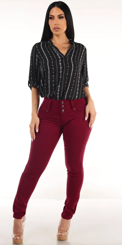 Printed Butt Lift Skinnies Combo sold by Moda