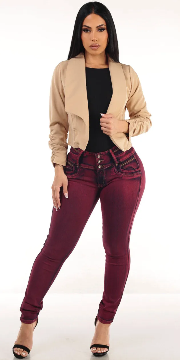 Khaki Butt Lift Skinnies Trio sold by Moda