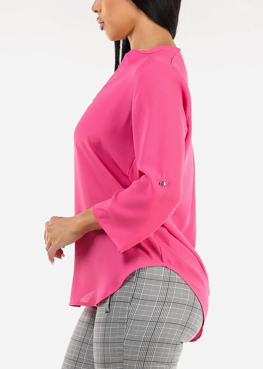 Quarter Sleeve V-Neck Blouse Fuchsia sold by Moda product image thumbnail 3
