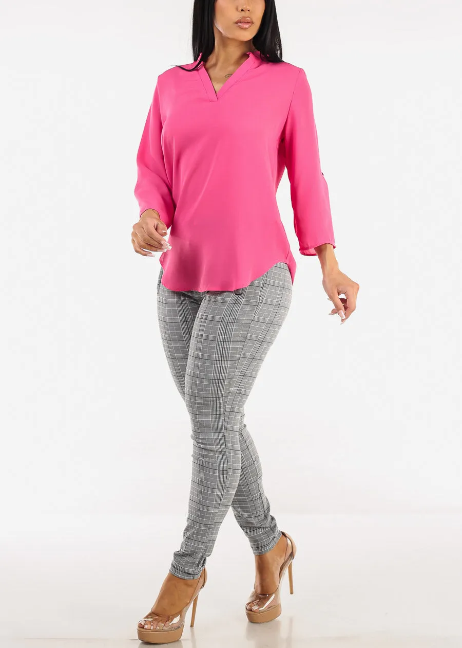 Quarter Sleeve V-Neck Blouse Fuchsia sold by Moda product image thumbnail 2