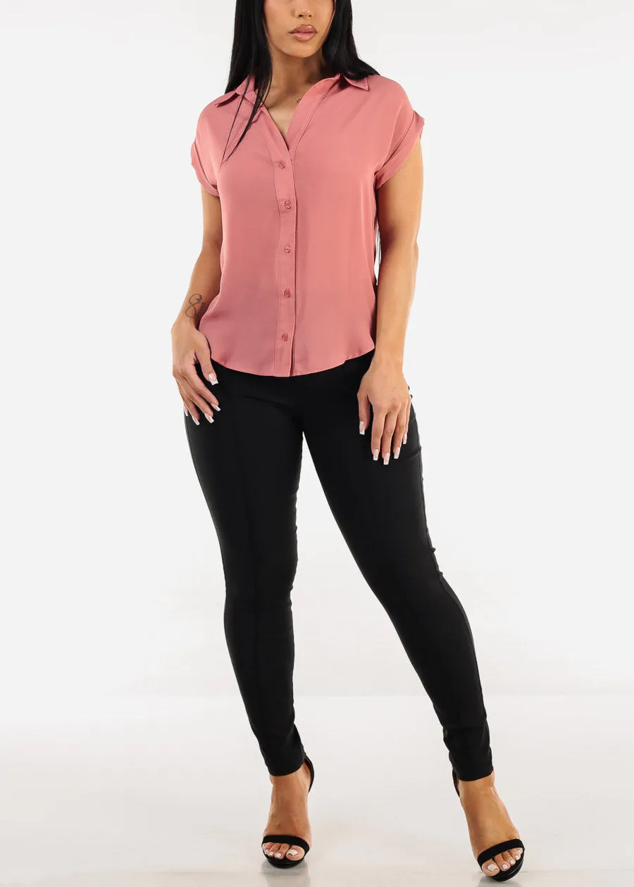 Casual Short Sleeve Button Up Shirt Mauve sold by Moda product image thumbnail 2