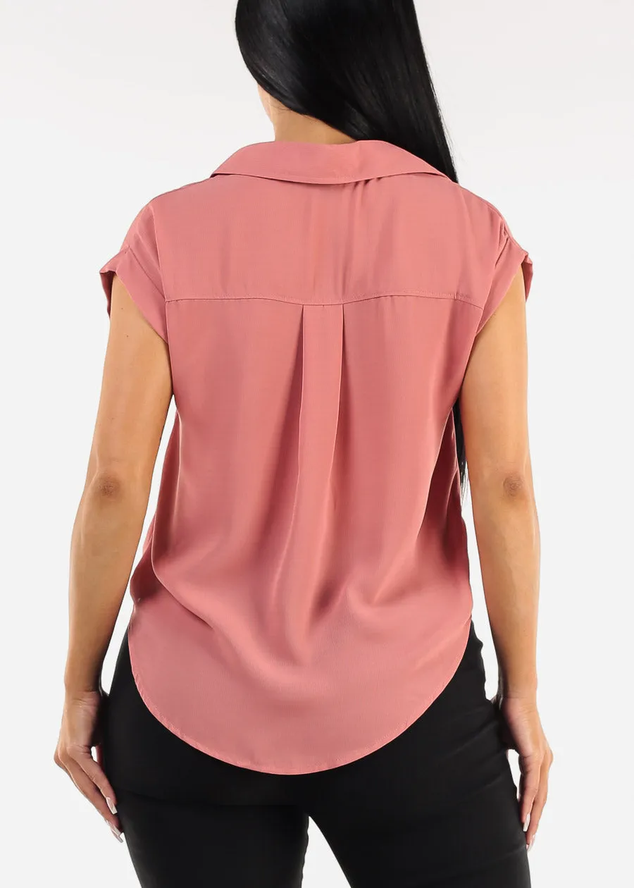 Casual Short Sleeve Button Up Shirt Mauve sold by Moda product image thumbnail 4