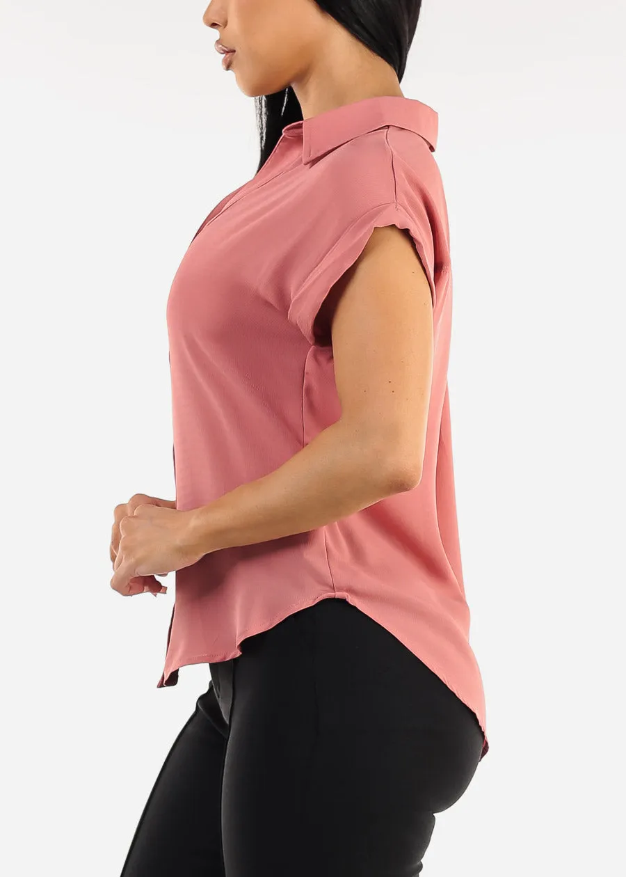 Casual Short Sleeve Button Up Shirt Mauve sold by Moda product image thumbnail 3