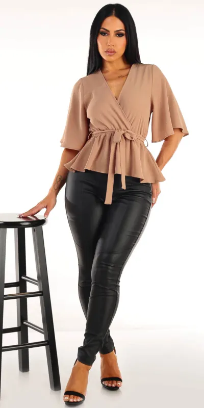 Peplum Pleather Skinnies Outfit sold by Moda
