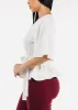 Short Sleeve Surplice Peplum Blouse White sold by Moda