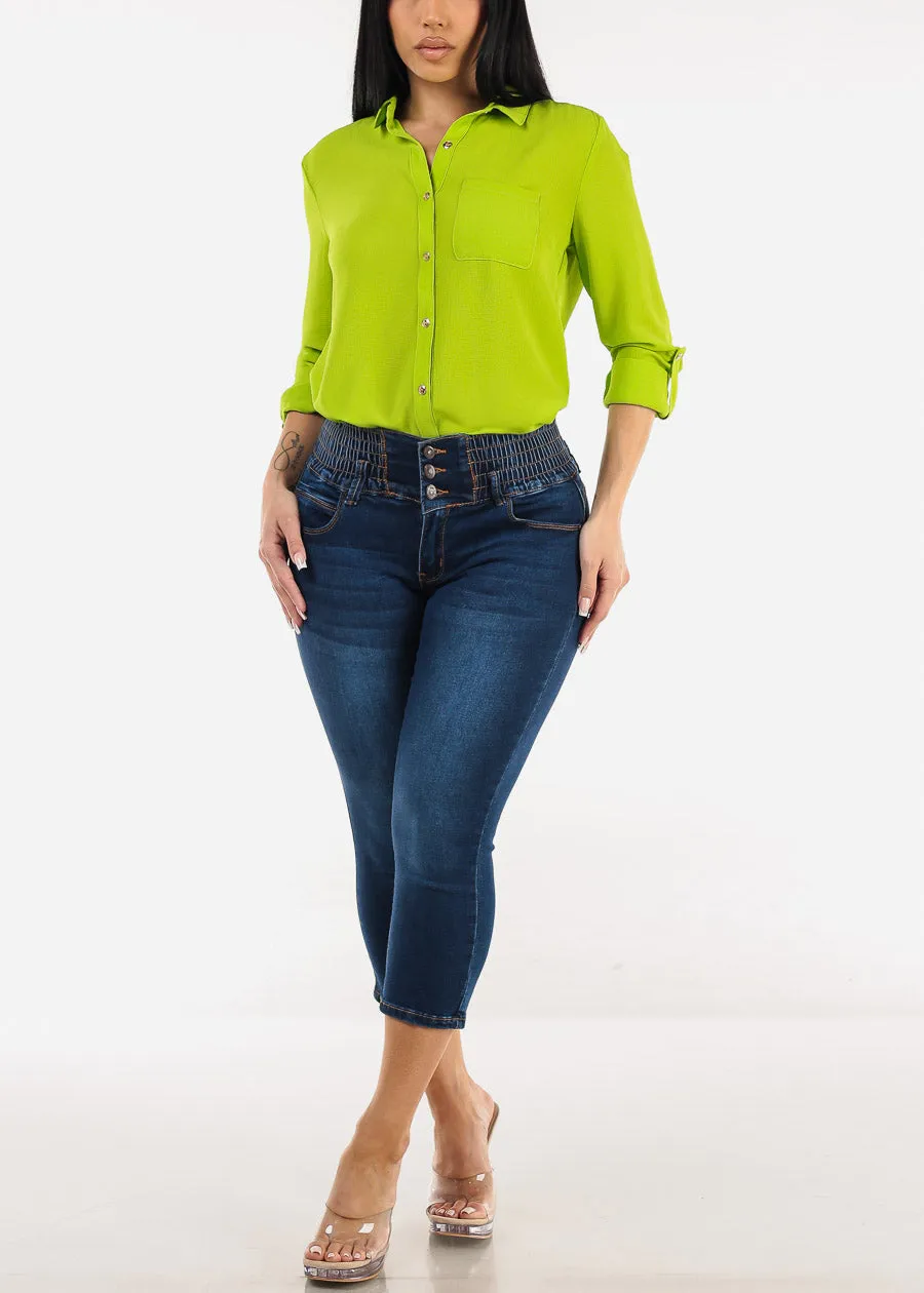 Long Sleeve Button Down Blouse Light Green sold by Moda product image thumbnail 2