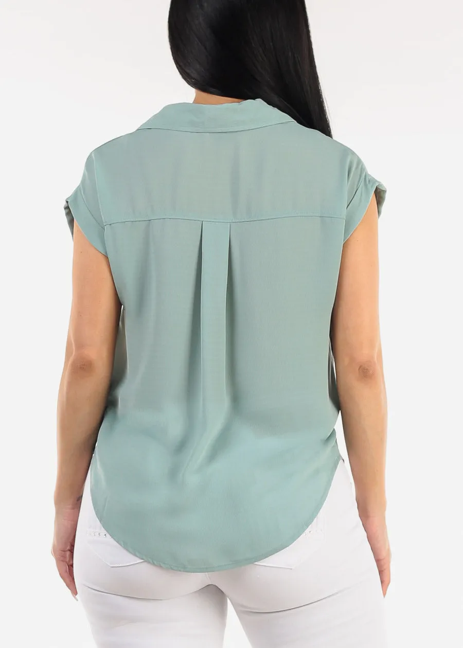 Casual Short Sleeve Button Up Shirt Sage sold by Moda product image thumbnail 4