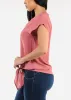 Short Sleeve Vneck Tie Front Blouse Mauve sold by Moda