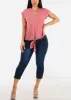 Short Sleeve Vneck Tie Front Blouse Mauve sold by Moda