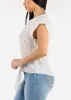 White Short Sleeve Vneck Tie Front Blouse sold by Moda