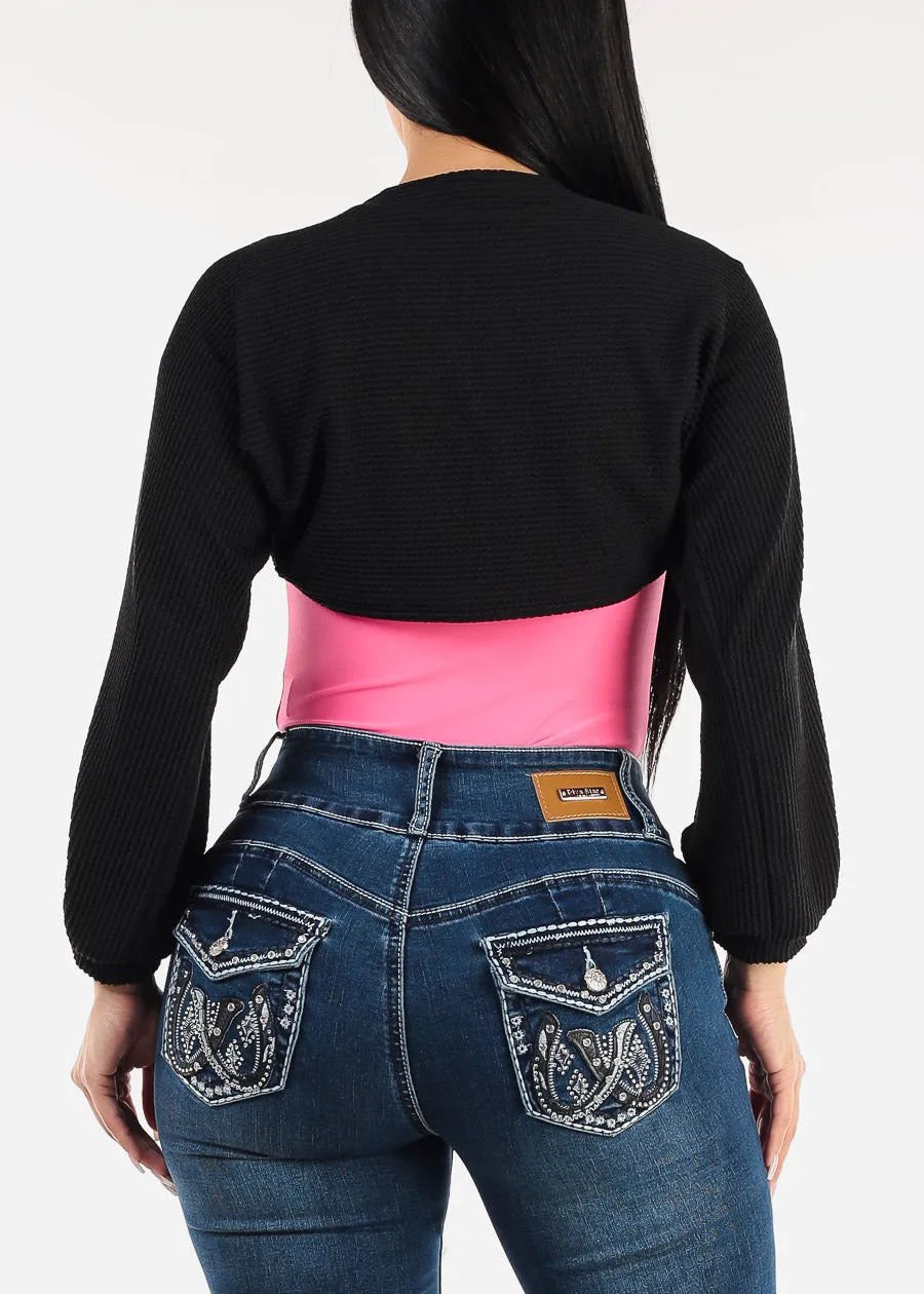 Long Sleeve Open Front Bolero Cardigan Black sold by Moda product image thumbnail 4