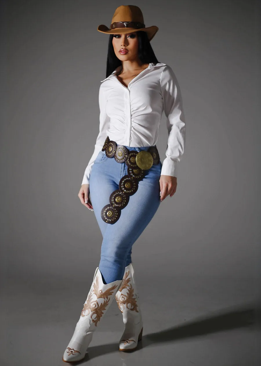 Butt Lift High Waist Light Wash Skinny Jeans sold by Moda product image thumbnail 3