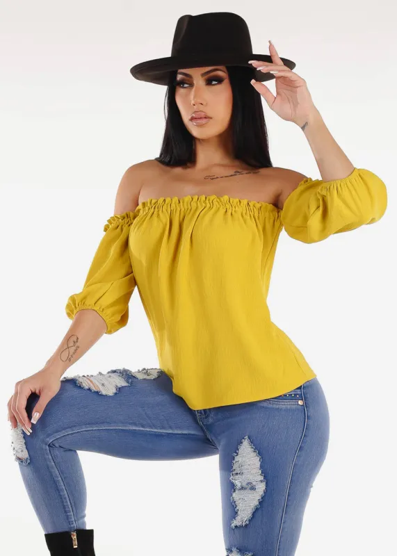 Off Shoulder Blouse Dark Lime sold by Moda