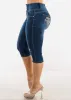 Butt Lift Mid Rise Denim Capris Dark Blue sold by Moda