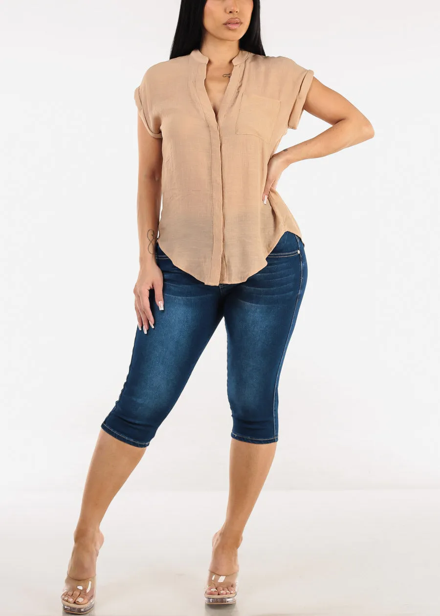 Butt Lift Mid Rise Denim Capris Dark Blue sold by Moda product image thumbnail 2