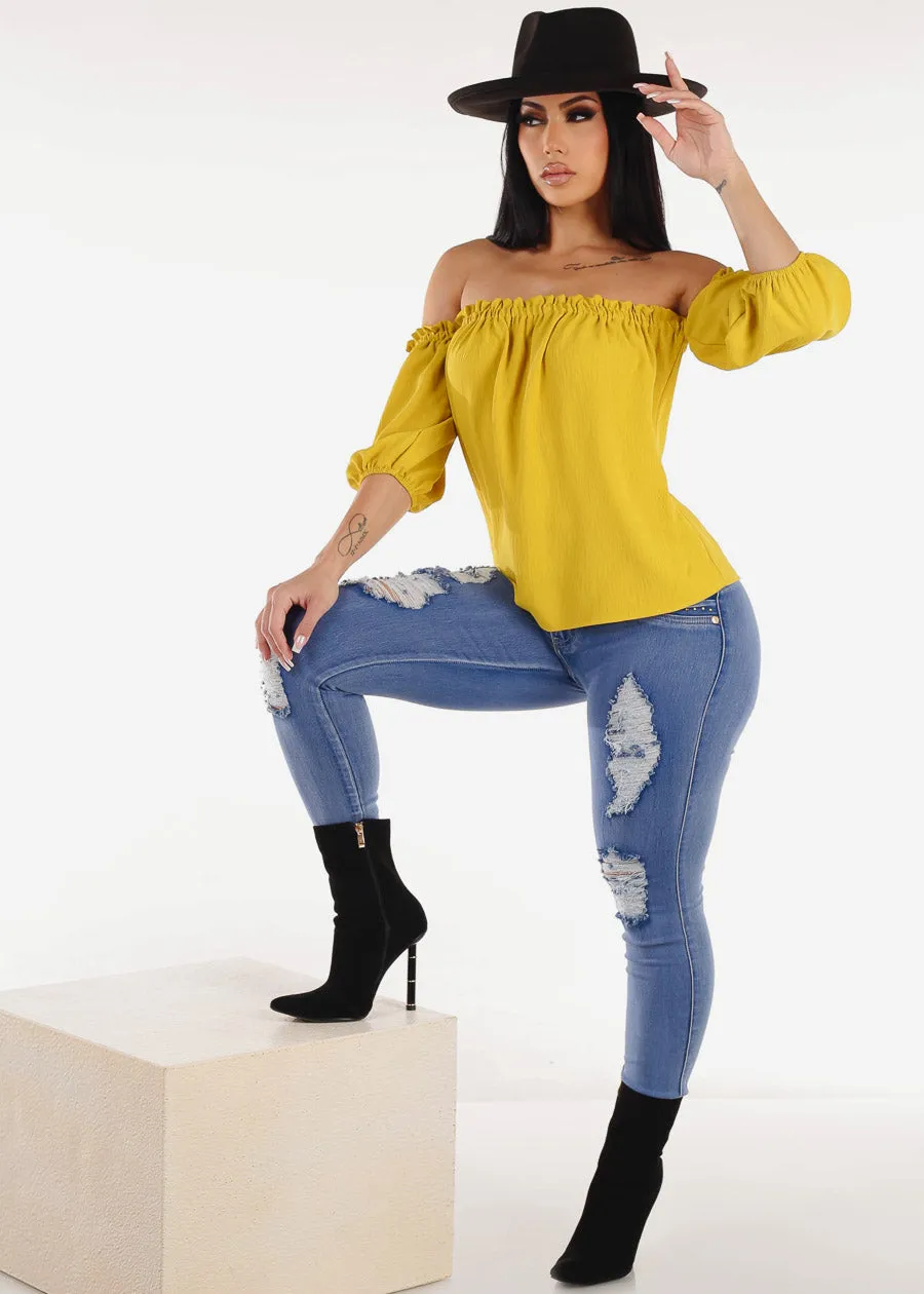 Butt Lift High Waist Distressed Skinny Jeans Blue sold by Moda product image thumbnail 2