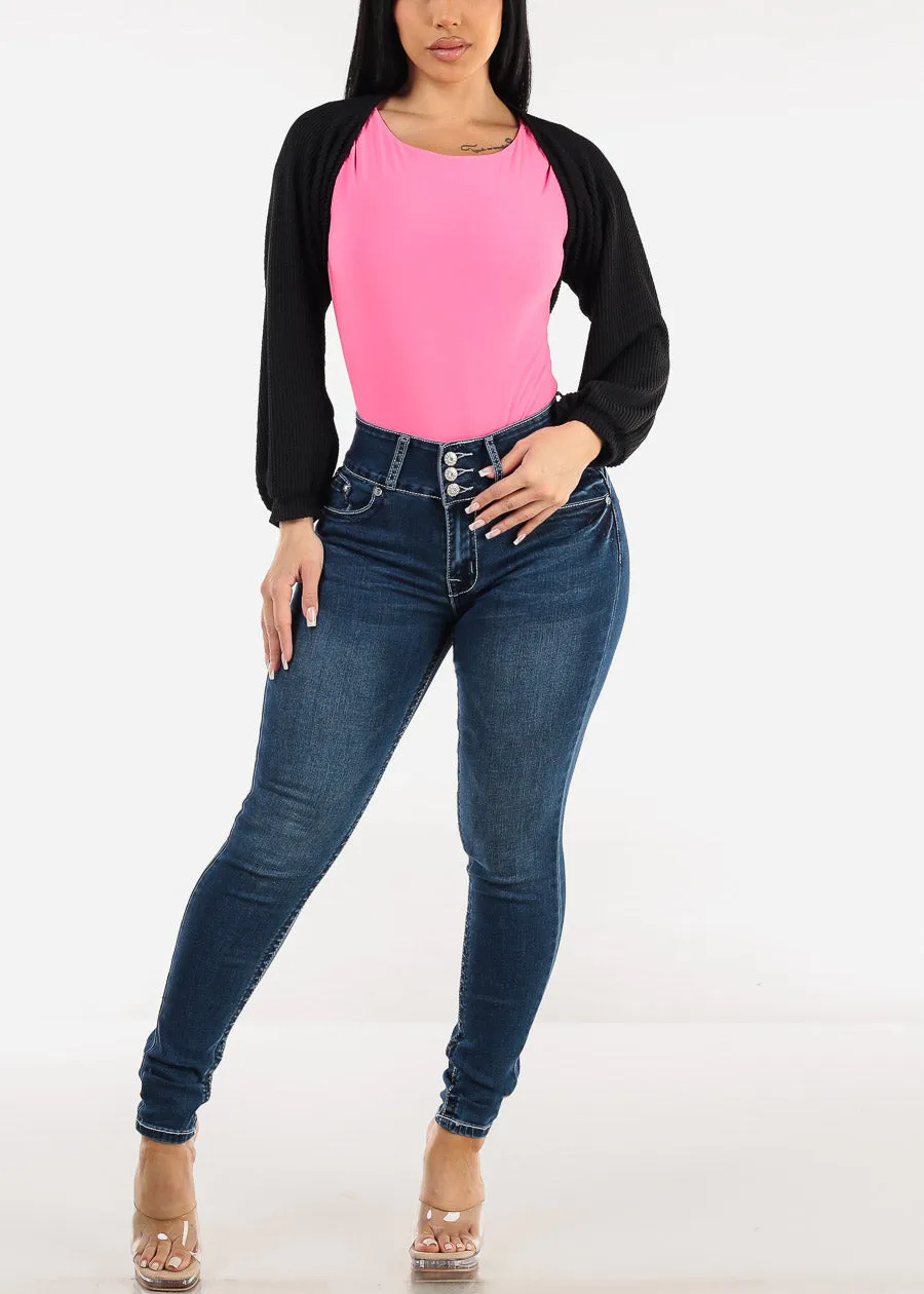 Butt Lift High Waist Dark Skinny Jeans w Back Pocket Design sold by Moda product image thumbnail 2